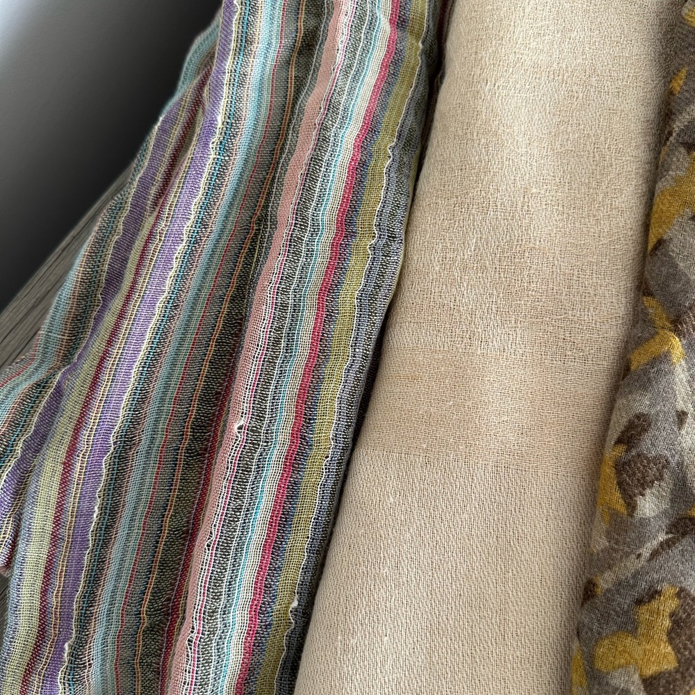 3-Piece Neutral Scarf Bundle Cream Brown Women’s Scarves - Picture 3 of 5